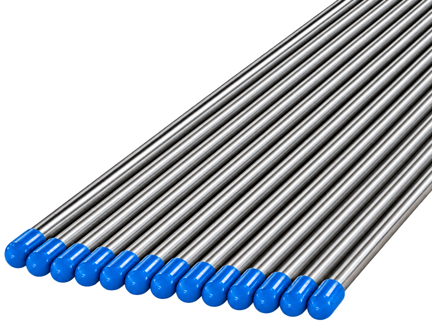 Bundle of seamless stainless instrumentation tubing with protective end caps