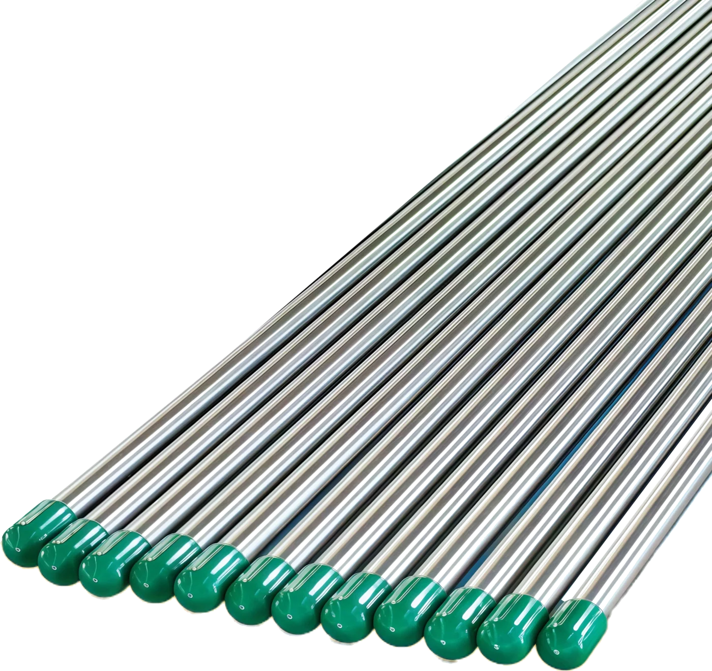 Bundle of seamless stainless steel instrumentation tubing, capped