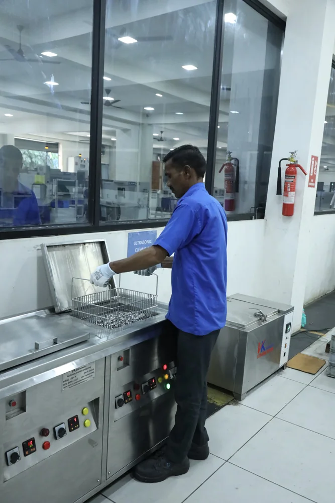 An operator at the process tank line