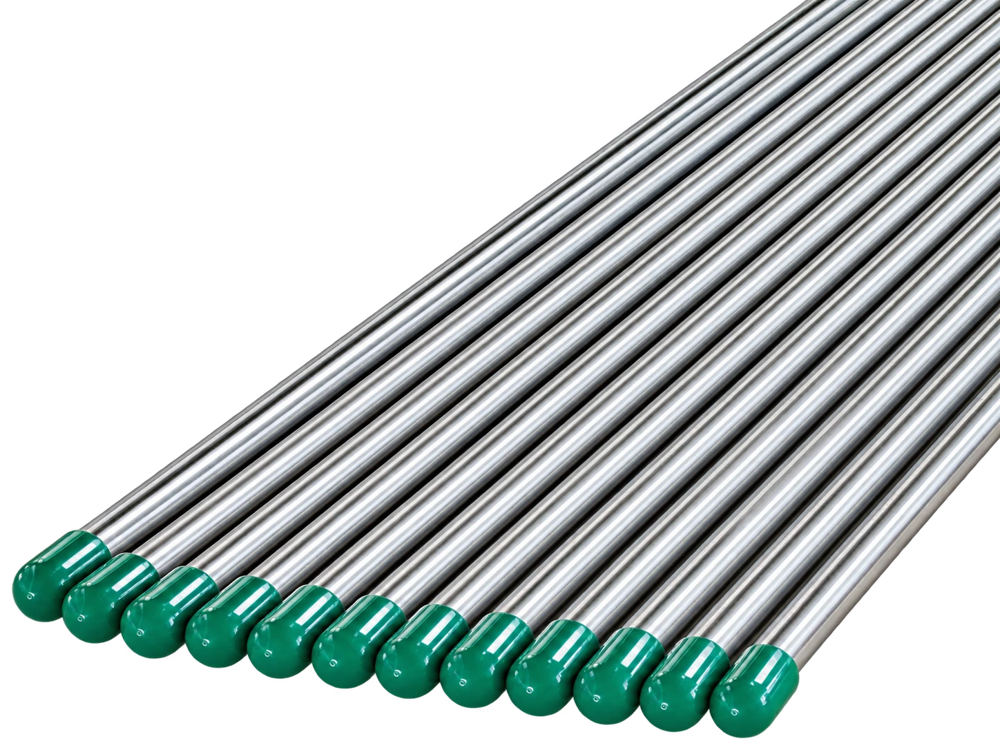 Bundle of seamless stainless steel instrumentation tubing, capped
