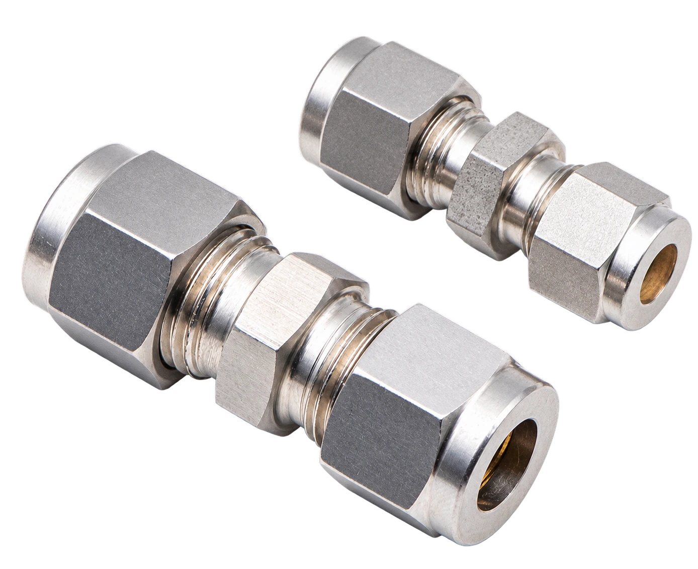 Stainless steel twin-ferrule tube unions